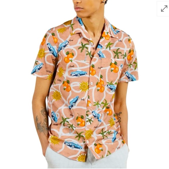 TED BAKER LONDON | UDON SHORT SLEEVE STRETCH BUTTON UP ROMAN HOLIDAY SHIRT XXL - Picture 1 of 6